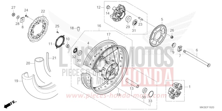ROUE ARRIERE (1) de Africa Twin DCT PEARL GLARE WHITE (NHB53H) 2021